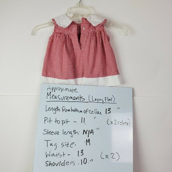 VTG Baby Dress Red Plaid Sleeveless Lady Bug 6-9M - Picture 3 of 6